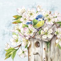 Servilletas 33x33 cm - CHERRY BLOSSOM BIRDHOUSE l.blu