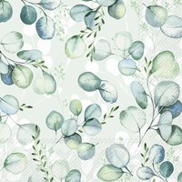 Servietten 33x33 cm - EUCALYPTUS ALLOVER light green
