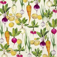 Servietten 33x33 cm - MIXED VEGETABLES cream