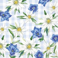 Servilletas 33x33 cm - EDELWEISS AND GENTIAN li. blue