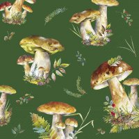 Napkins 33x33 cm - MUSHROOM COLLECTION green