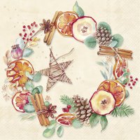 餐巾33x33厘米 - CINNAMON WREATH cream