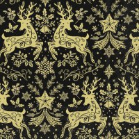 Napkins 33x33 cm - CHRISTMAS ORNAMENTS black gold