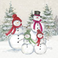 Servietten 33x33 cm - SNOWMEN FAMILY