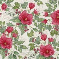 Servietten 33x33 cm - CHRISTMAS FLOWERS cream