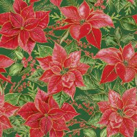 Servietten 33x33 cm - CHRISTMAS POINSETTIA green