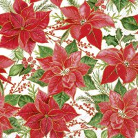 Napkins 33x33 cm - CHRISTMAS POINSETTIA white