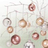 Napkins 33x33 cm - COPPER BAUBLES green