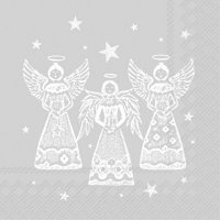 Napkins 33x33 cm - BRIGHT ANGELS silver