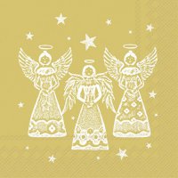 Napkins 33x33 cm - BRIGHT ANGELS gold