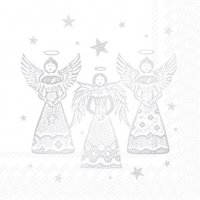 Napkins 33x33 cm - BRIGHT ANGELS white silver