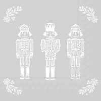 Napkins 33x33 cm - BRIGHT NUTCRACKERS silver