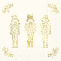 Napkins 33x33 cm - BRIGHT NUTCRACKERS cream gold