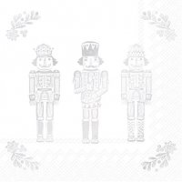 Napkins 33x33 cm - BRIGHT NUTCRACKERS wh. silver