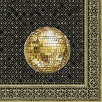 餐巾33x33厘米 - GOLDEN DISCO BALL black gold