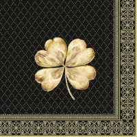 Servietten 33x33 cm - GOLDEN CLOVERLEAF black gold