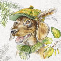 Servilletas 33x33 cm - DACHSHUND light grey