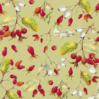 Napkins 33x33 cm - ROSE HIPS green