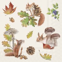 Napkins 33x33 cm - FALL SQUIRREL cream