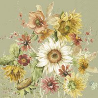 Napkins 33x33 cm - LATE SUMMER FLOWERS green