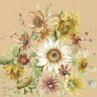 Napkins 33x33 cm - LATE SUMMER FLOWERS apricot
