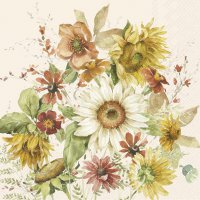 Napkins 33x33 cm - LATE SUMMER FLOWERS cream