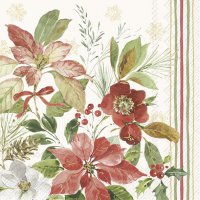 Napkins 33x33 cm - POINSETTIA BOUQUET cream