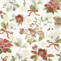 Napkins 33x33 cm - POINSETTIA FLOWERS cream