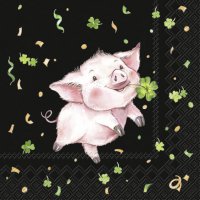 Napkins 33x33 cm - LUCKY PIG black
