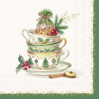 Napkins 33x33 cm - FESTIVE TEA TIME cream