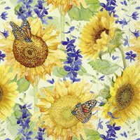 Servietten 33x33 cm - SUNFLOWER AND LARKSPUR green