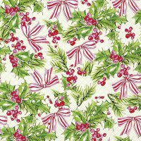 Servietten 33x33 cm - PINK HOLLY green