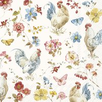 Serviettes 33x33 cm - COUNTRY ROOSTER cream