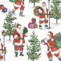 Servietten 33x33 cm - SANTA IS ON THE WAY white