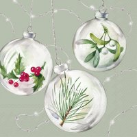 Servietten 33x33 cm - SHINY X-MAS sage