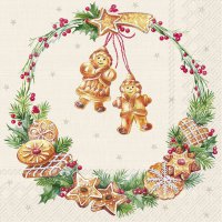Servietten 33x33 cm - COOKIE WREATH cream