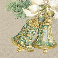 Servietten 33x33 cm - CHRISTMAS BELLS brown