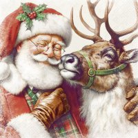Servietten 33x33 cm - SANTAS BEST FRIEND cream