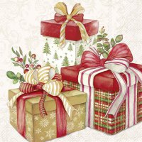 Napkins 33x33 cm - PRESENTS FROM SANTA cream