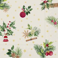 Napkins 33x33 cm - CHRISTMAS ELEMENTS cream