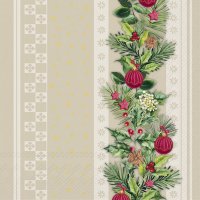 Servietten 33x33 cm - CHRISTMAS ELEMENTS STRIPES cre