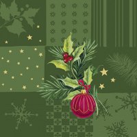 Servietten 33x33 cm - CHRISTMAS ELEMENTS SQUARES gre