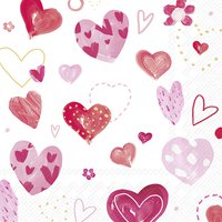 Napkins 33x33 cm - JOYFUL HEARTS red