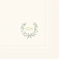 Servietten 33x33 cm - LAUREL WREATH FISH cream