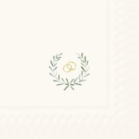 Servietten 33x33 cm - LAUREL WREATH RINGS cream