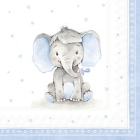 Serviettes 33x33 cm - BABY ELEPHANT light blue