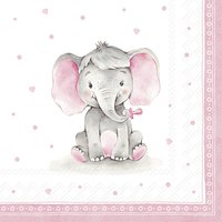 Serviettes 33x33 cm - BABY ELEPHANT light rose