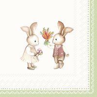 Serviettes 33x33 cm - EASTER GIFTS cream green