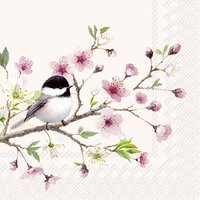 Serviettes 33x33 cm - LITTLE BIRDIE light rose