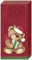 Handkerchiefs - CHRISTMAS TEDDY red